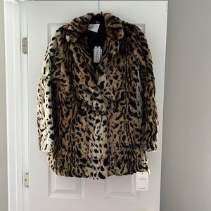 VELVET faux fur animal print coat